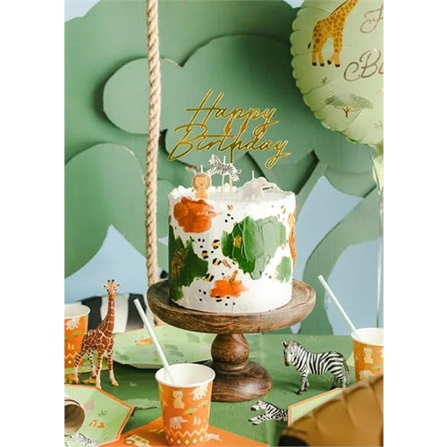 Decorazione per torta "happy birthday", 18x16,5 cm, oro