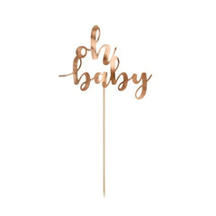Decorazione per torta oh baby, oro rosa, 25 cm