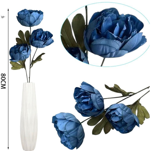 Peonia artificiale blu royal h. 80 cm