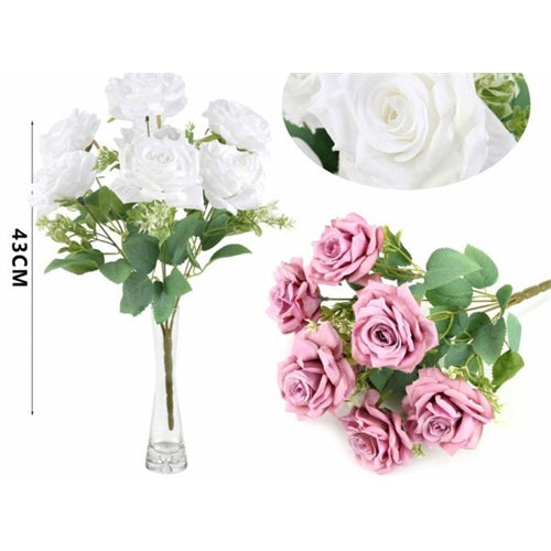 Mazzolino di rose bianche h. 43 cm