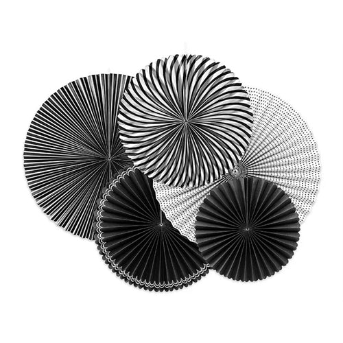 Rosette decorative, bianco e nero, mix (1 confezione / 5 pezzi)