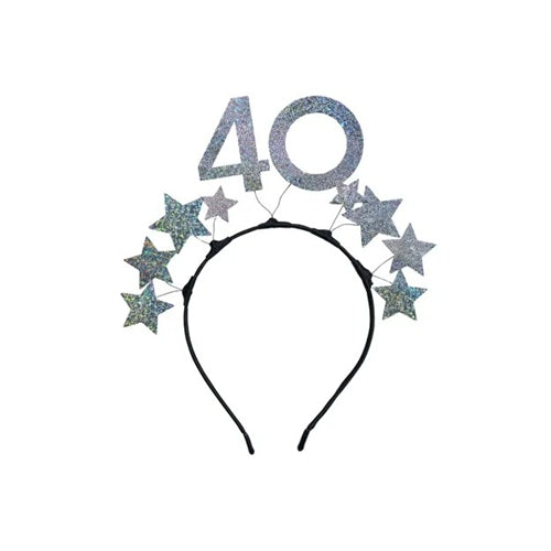 Fascia per capelli con stelle, taglia 40, colore argento