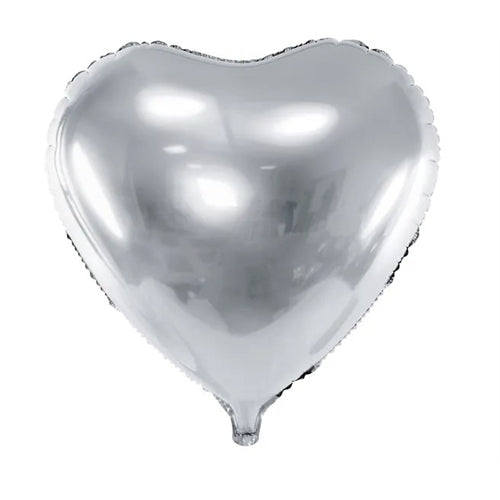 Palloncino in foil a forma di cuore, 61 cm, argento