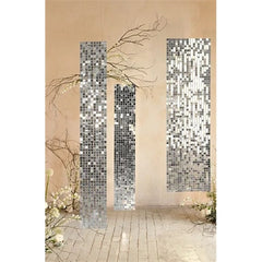 Pannello di sfondo con paillettes, forma quadrata, colore argento, 30x30 cm (1 pezzo
