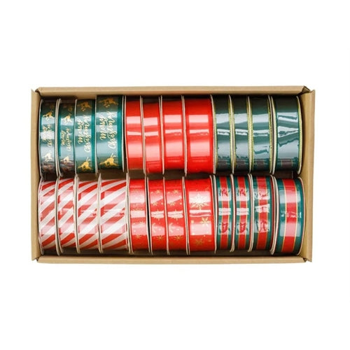 Set di nastri natalizi, 1,5-2,5x300 cm, assortimento di disegni