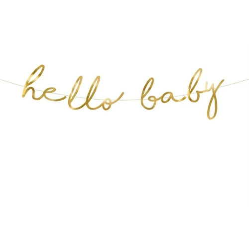 Striscione little star - hello baby, oro, 18x70 cm