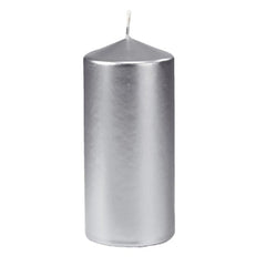 Candela in cera diam. 65 mm h. 150 mm argento
