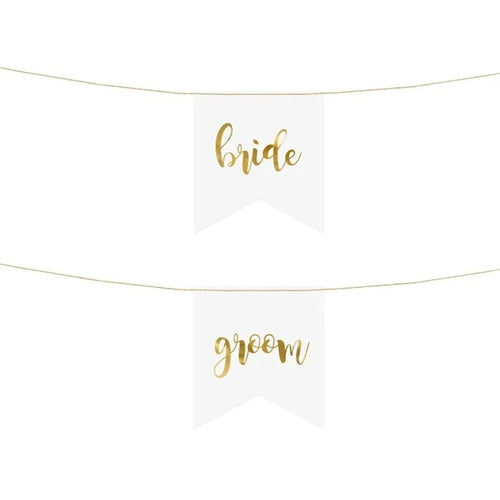 Cartelli per sedie - sposa sposo, oro (1 confezione / 2 pezzi)