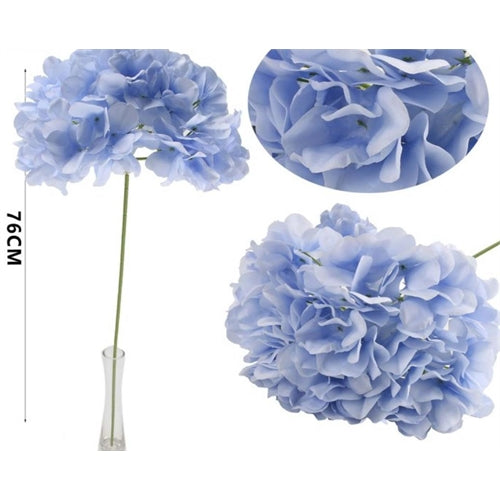 Ortensia artificiale azzurro polvere h. 76 cm