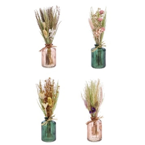 Composizione di fiori + vaso 9x9xh. 28 cm