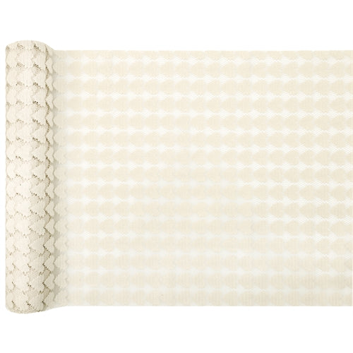 Runner in pizzo avorio 28 cm x 2.5 m – motivo geometrico