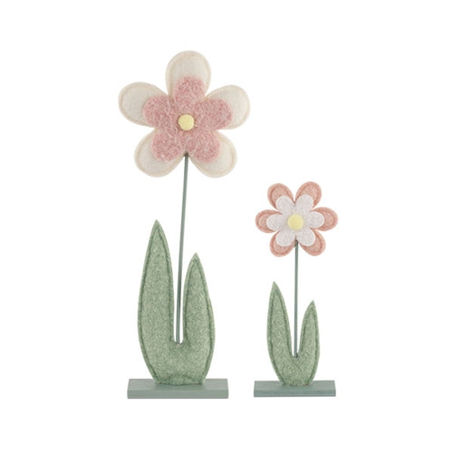 Set 2 fiori rosa/bianco h.310/500mm