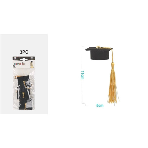 Cake topper cappello di laurea – set da 3 pezzi – 11 cm