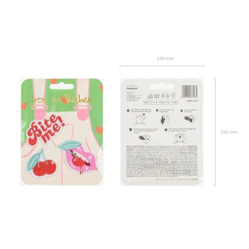 Toppe termoadesive bite me, mix, 4-4,5x4,5-7 cm (1 confezione / 3 pezzi)