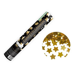 Cannone lanciacoriandoli con stelle, oro, 28cm