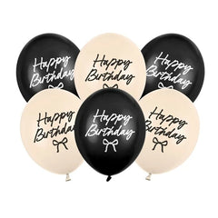 Palloncini resistenti happy birthday bows, 30 cm, mix (1 confezione / 6 pezzi)