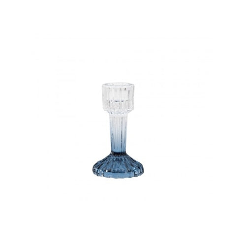 Candelabro in vetro rigato sfumato blu 11 cm