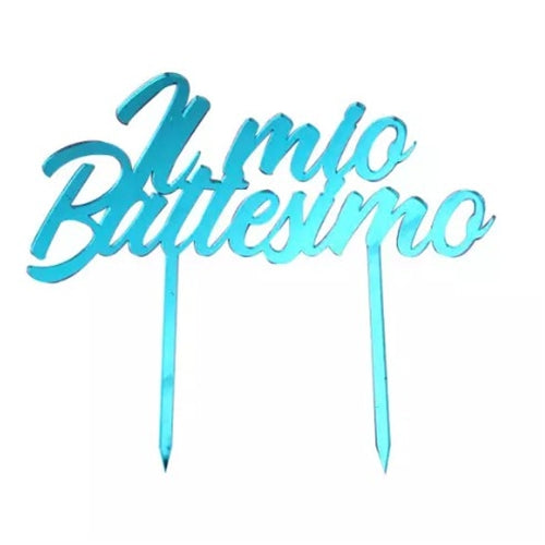 Cake topper battesimo celeste in plexiglas
