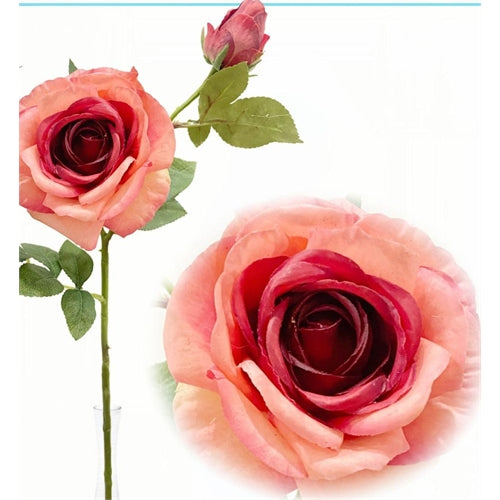 Rosa artificiale con bocciolo – eleganza realistica h. 65 cm