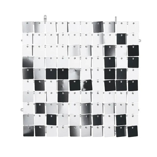 Pannello di sfondo con paillettes, forma quadrata, colore argento, 30x30 cm (1 pezzo