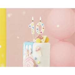 Candela di compleanno numero, coriandoli bianchi, 5,5 cm