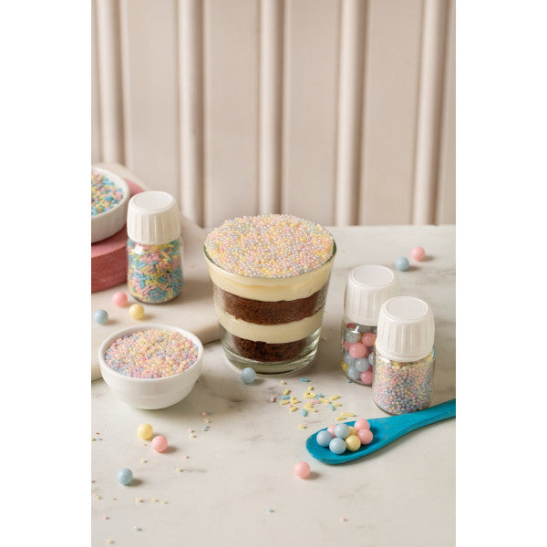 Decora sprinkles set decor mix colori assortiti perlati (85g) | 3 tipi di decorazioni: perle, perline e bastoncini