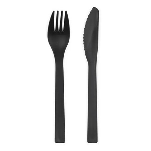 Posate di plastica, 18–18,5 cm, nere (1 confezione / 12 pezzi)