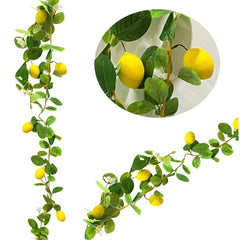 Ghirlanda artificiale con limoni e fiori l.190 cm– decorazione mediterranea