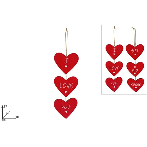 Appendino cuori in legno con scritta