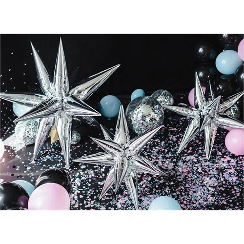 Palloncino in foil stella 3d, 95cm, argento