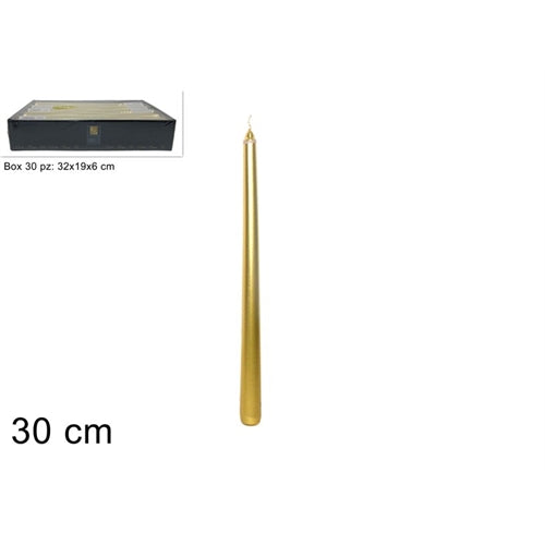 Candela conica dorata metallizzata – 30 cm
