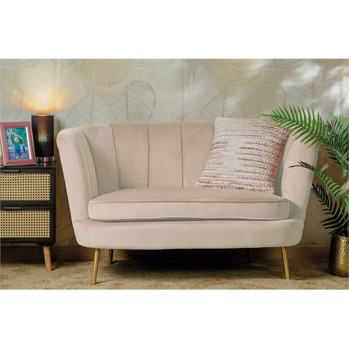 Divano velluto beige cm 130x78h.73