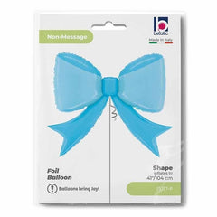 Palloncino in foil 44" super shape fiocco celeste "blue bow"