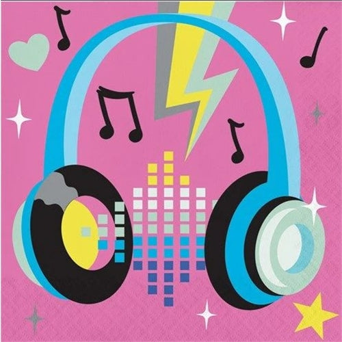 Tovaglioli tema dj cuffie 33x33 cm 16 pz