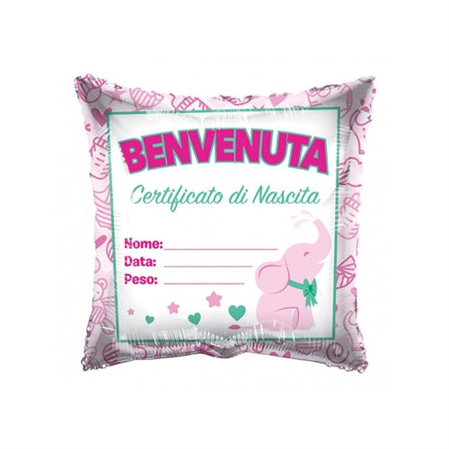Pallone mylar benvenuto/a quadrato 18"