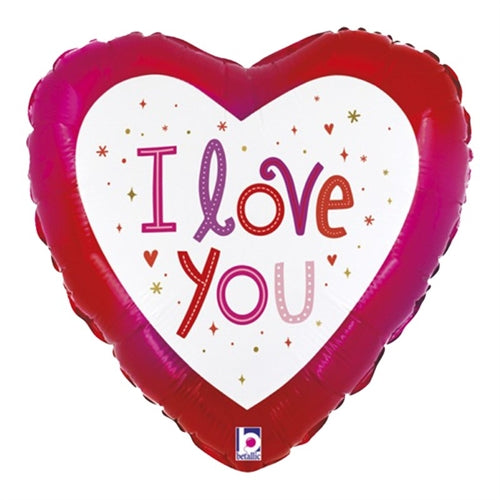 Palloncino in foil 18" cuore ombre "love you sparkles"