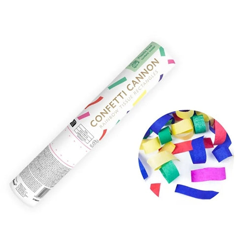 Cannone lanciacoriandoli, strisce pastello, 20cm