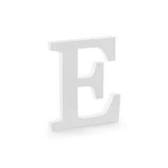 Lettera e in legno, bianca, 17x20cm
