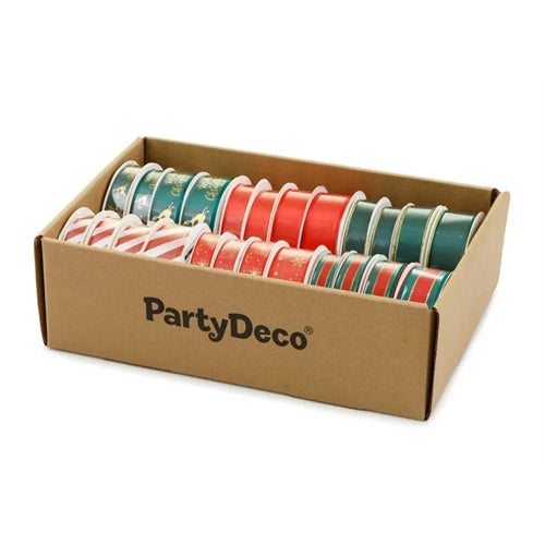 Set di nastri natalizi, 1,5-2,5x300 cm, assortimento di disegni