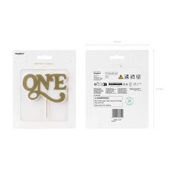 Candelina di compleanno one, 3,8x6,5 cm, oro freddo