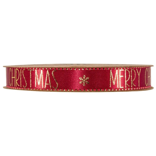 Nastro natalizio merry christmas con scritta oro – 15 mm × 15 m