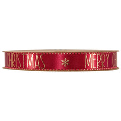 Nastro natalizio merry christmas con scritta oro – 15 mm × 15 m