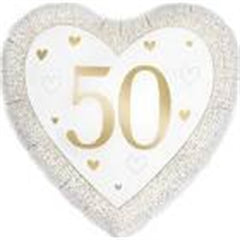 Palloncino 18" cuore n.50 anniversario "nozze d'oro"