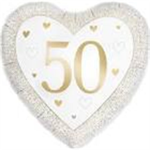 Palloncino 18" cuore n.50 anniversario "nozze d'oro"