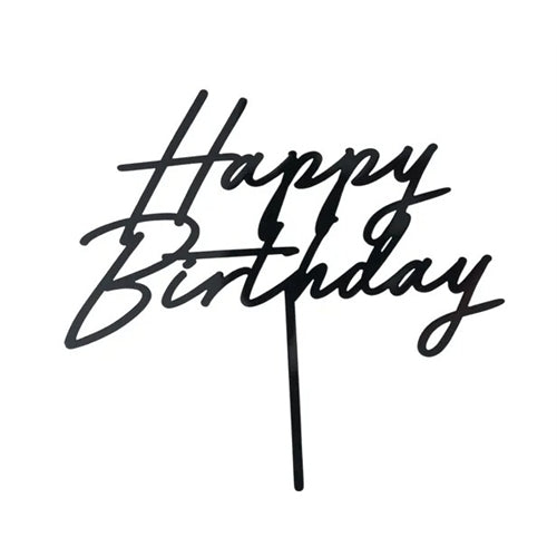 Decorazione per torta in acrilico ''''happy birthday'''', nero, 16,5 cm