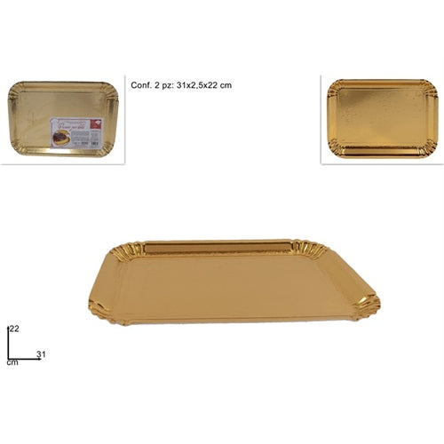 Vassoio in carta oro 22x31 cm set 2 pz