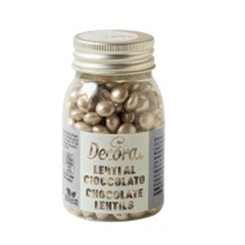 Mini lenti di cioccolato a latte 80 gr argento