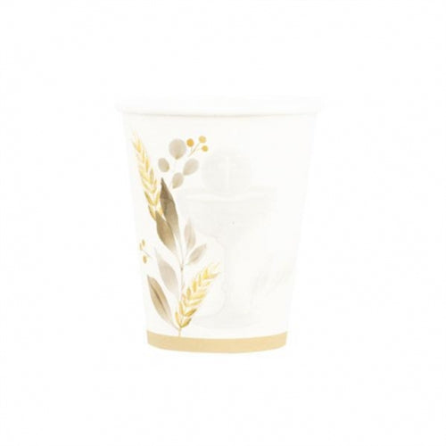 Bicchieri 250 cc. prima comunione avorio 33x33 cm 8 pz