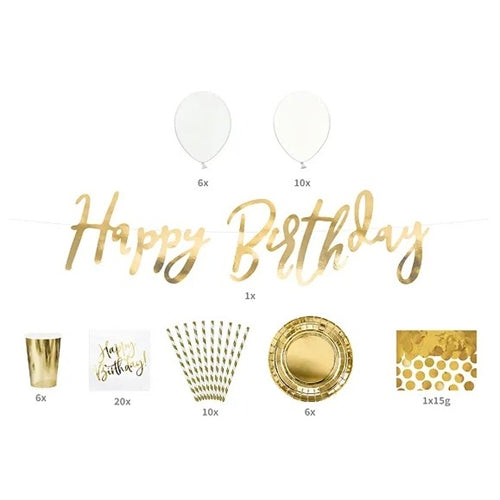 Set di decorazioni per feste - compleanno, oro (1 confezione / 60 pezzi)