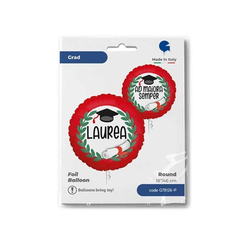 Mylar tondo laurea-ad maiora semper 18"